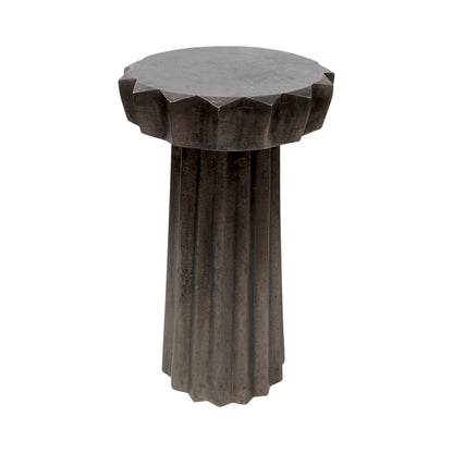 11.75 Inch Designer Metal Accent Table | Sculptural Fluted Side Table for Modern Interiors (20.25 Inch Height)