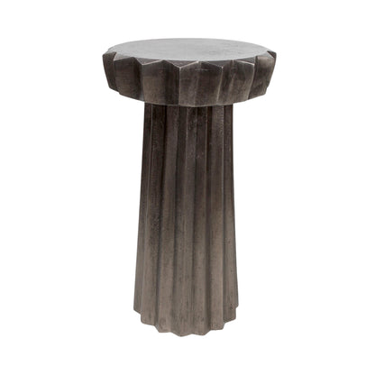 11.75 Inch Designer Metal Accent Table | Sculptural Fluted Side Table for Modern Interiors (20.25 Inch Height)