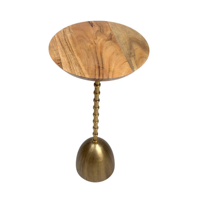 10.5 Inch Wooden Top Accent Table with Metal Base | Modern Handcrafted Side Table (22 Inch Height)