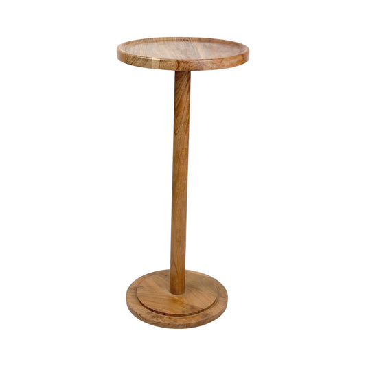 Solid Wood Round Side Table (11 Inch Dia, 24.5 Inch Height) | Minimalist Wooden Accent Table for Living Room & Bedroom