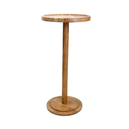 Solid Wood Round Side Table (11 Inch Dia, 24.5 Inch Height) | Minimalist Wooden Accent Table for Living Room & Bedroom