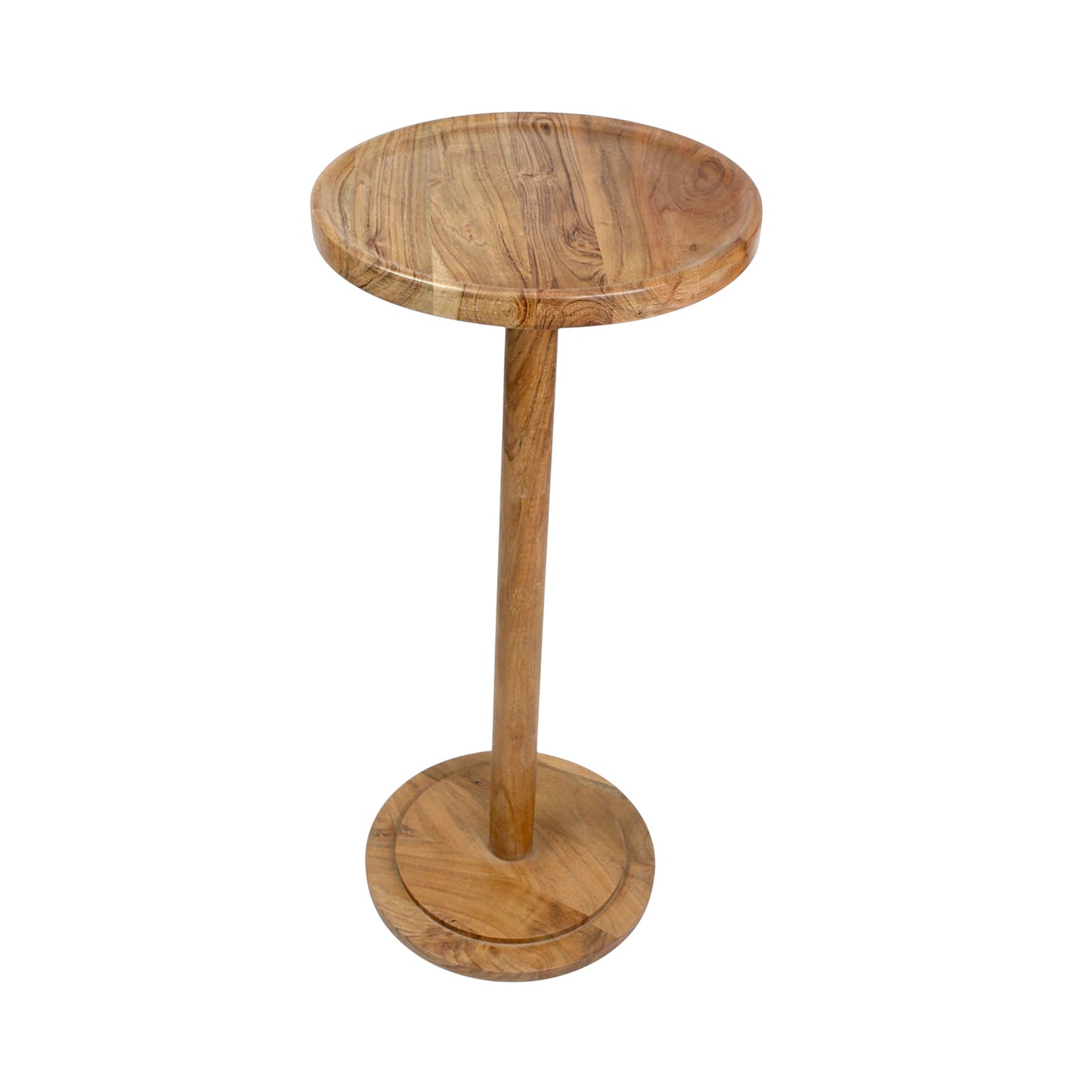 Solid Wood Round Side Table (11 Inch Dia, 24.5 Inch Height) | Minimalist Wooden Accent Table for Living Room & Bedroom