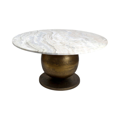Luxury Marble Top Coffee Table with Metal Base (36 Inch Dia, 16.5 Inch Height) | Modern Center Table for Living Room