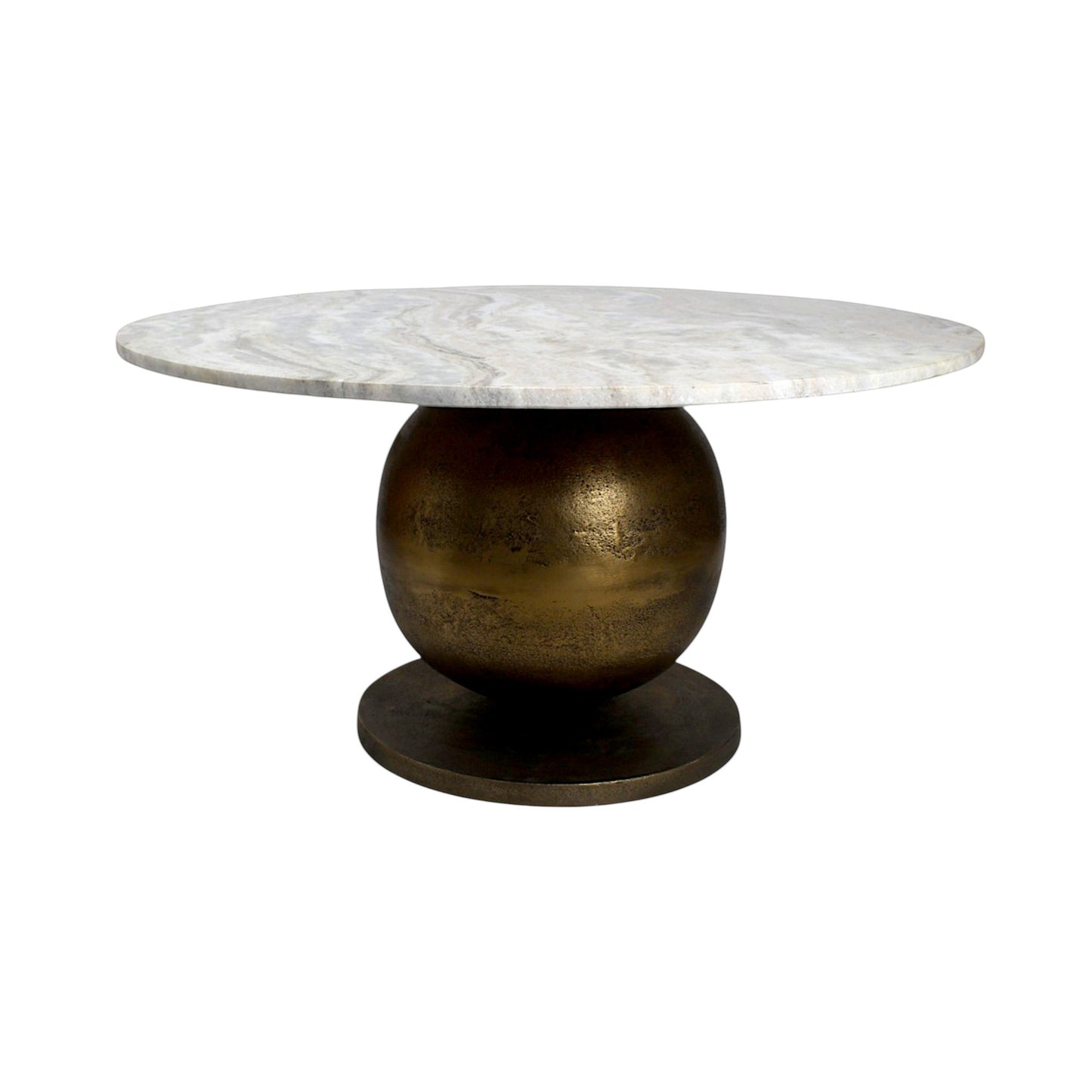 Luxury Marble Top Coffee Table with Metal Base (36 Inch Dia, 16.5 Inch Height) | Modern Center Table for Living Room