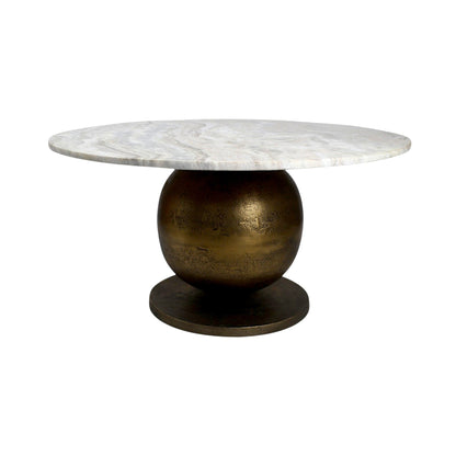 Luxury Marble Top Coffee Table with Metal Base (36 Inch Dia, 16.5 Inch Height) | Modern Center Table for Living Room