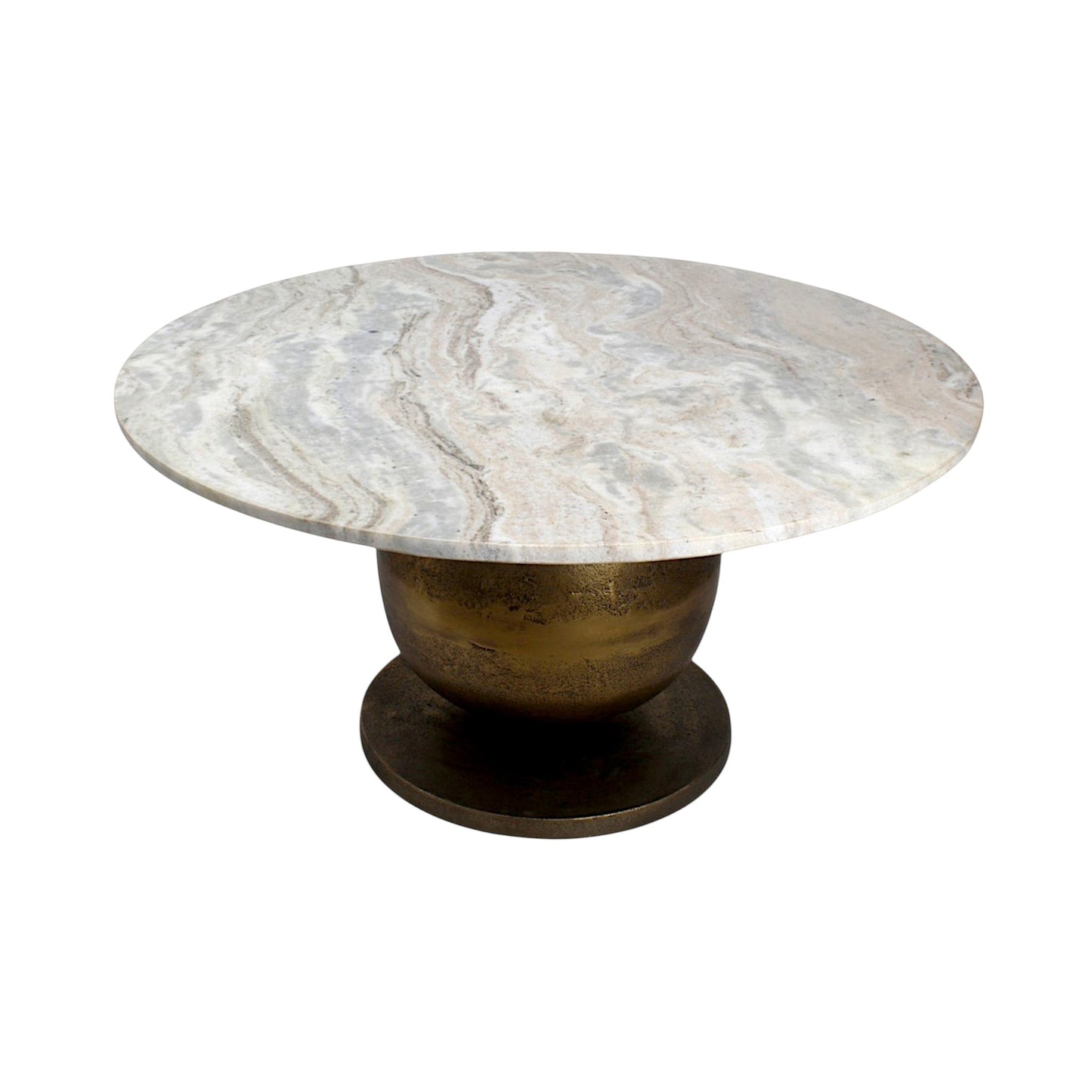 Luxury Marble Top Coffee Table with Metal Base (36 Inch Dia, 16.5 Inch Height) | Modern Center Table for Living Room