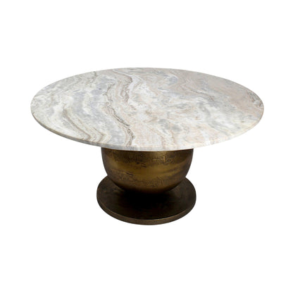 Luxury Marble Top Coffee Table with Metal Base (36 Inch Dia, 16.5 Inch Height) | Modern Center Table for Living Room