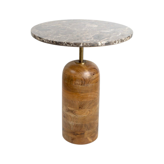 Marble Top Side Table with Wooden Base (18")