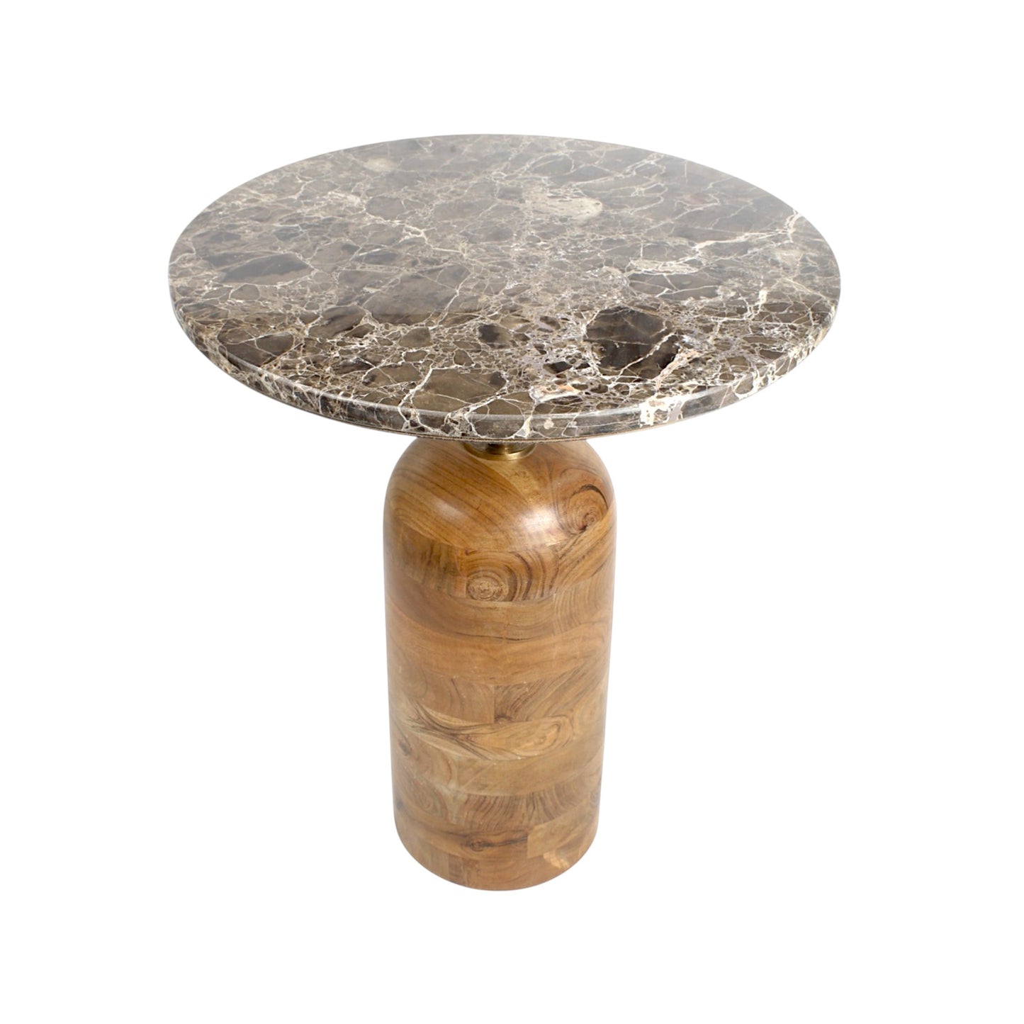 Marble Top Side Table with Wooden Base (18")