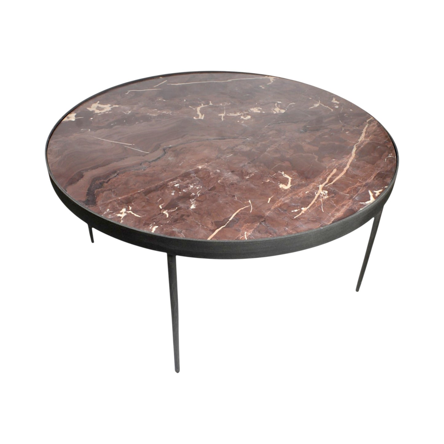 Large Round Marble Coffee Table with Metal Legs (32 x 16 Inch) | Modern Center Table for Living Room
