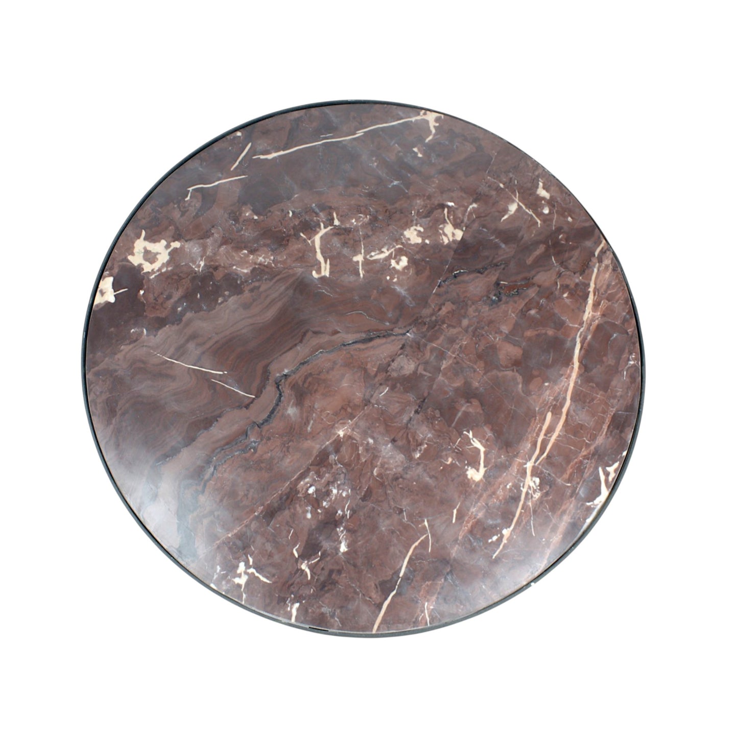 Large Round Marble Coffee Table with Metal Legs (32 x 16 Inch) | Modern Center Table for Living Room