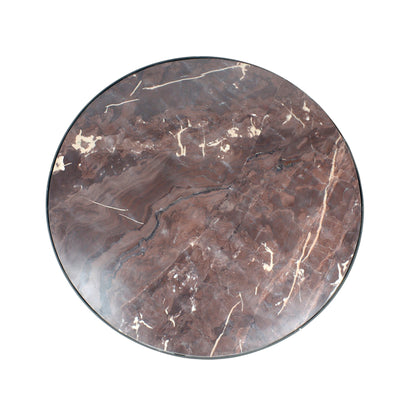 Large Round Marble Coffee Table with Metal Legs (32 x 16 Inch) | Modern Center Table for Living Room