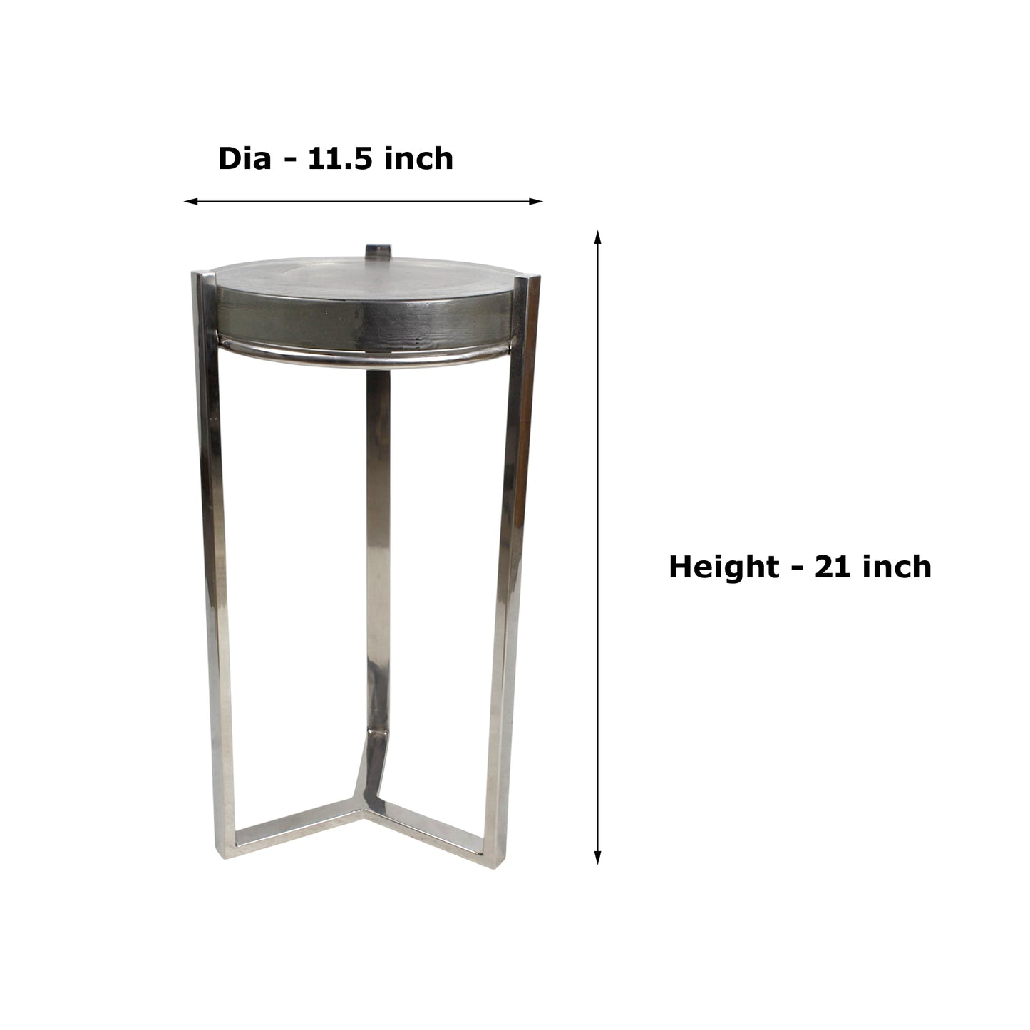 11.5 Inch Metal Accent Side Table with Lid Top | Modern Compact Utility Table (21 Inch Height)