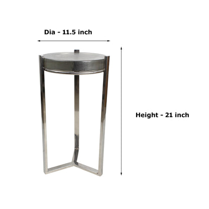 11.5 Inch Metal Accent Side Table with Lid Top | Modern Compact Utility Table (21 Inch Height)