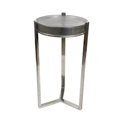 11.5 Inch Metal Accent Side Table with Lid Top | Modern Compact Utility Table (21 Inch Height)