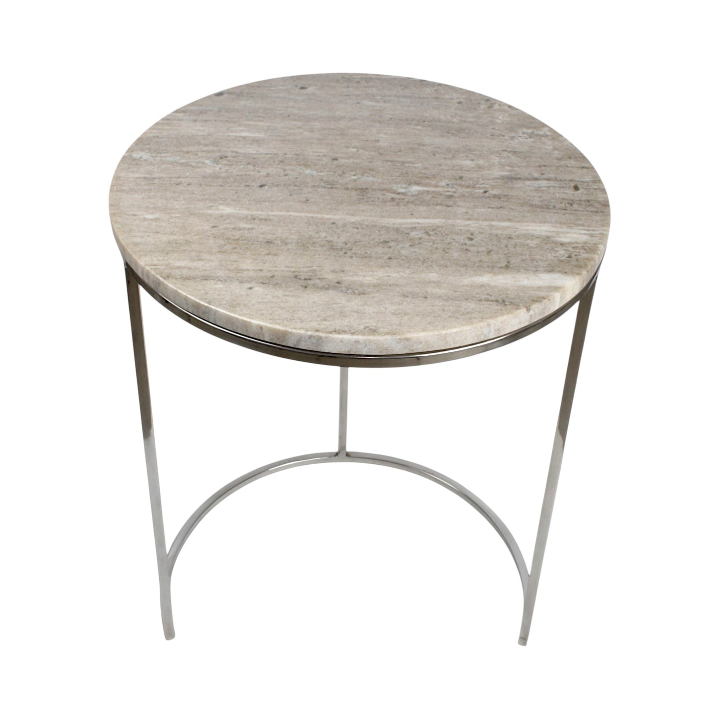 17.5 Inch Marble Top Side Table with Stainless Steel Frame | Modern Luxury Accent Table (23.5 Inch Height)