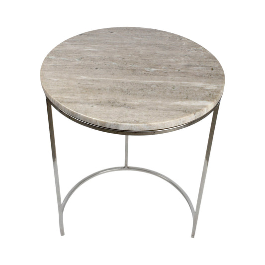 17.5 Inch Marble Top Side Table with Stainless Steel Frame | Modern Luxury Accent Table (23.5 Inch Height)
