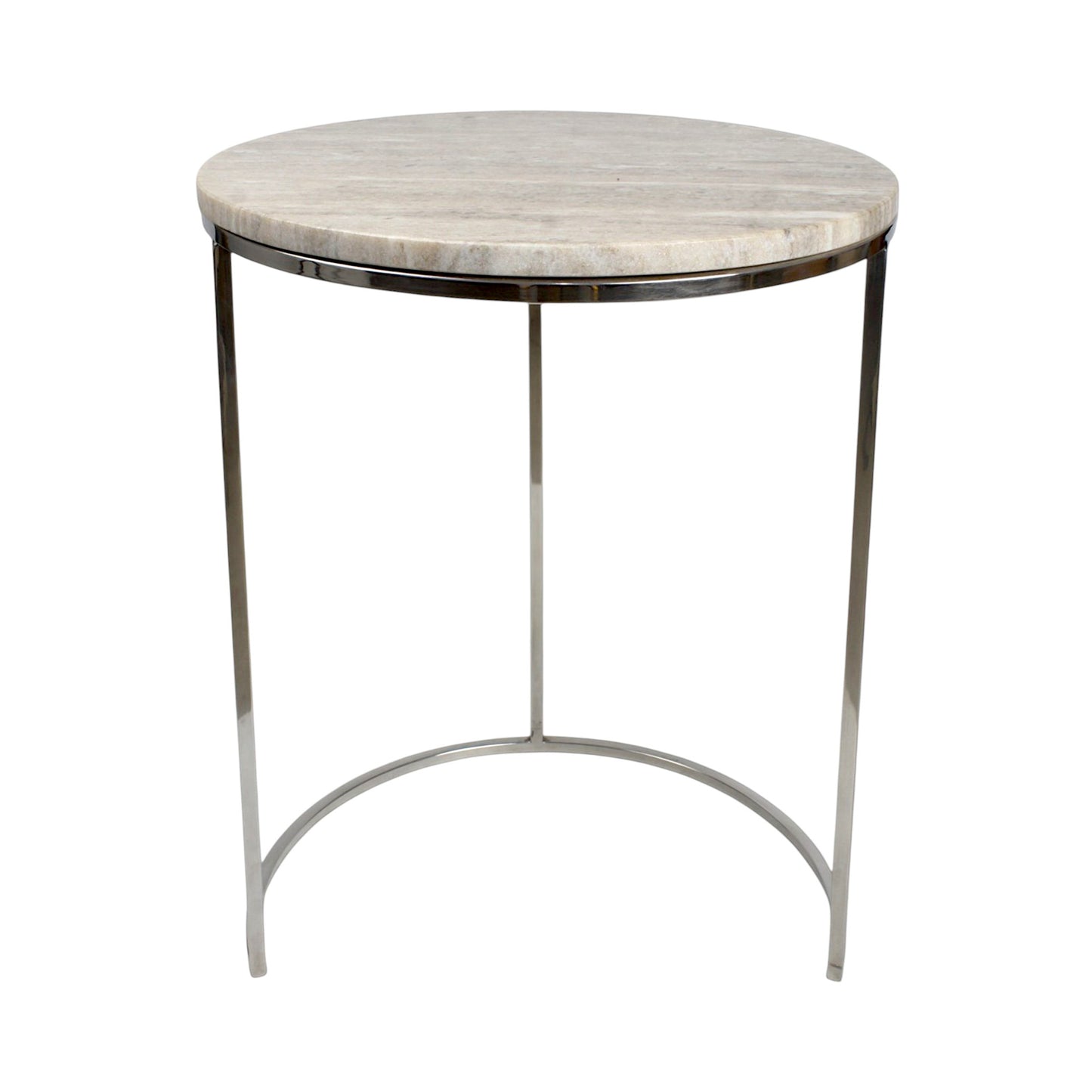 17.5 Inch Marble Top Side Table with Stainless Steel Frame | Modern Luxury Accent Table (23.5 Inch Height)