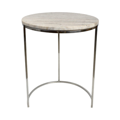 17.5 Inch Marble Top Side Table with Stainless Steel Frame | Modern Luxury Accent Table (23.5 Inch Height)