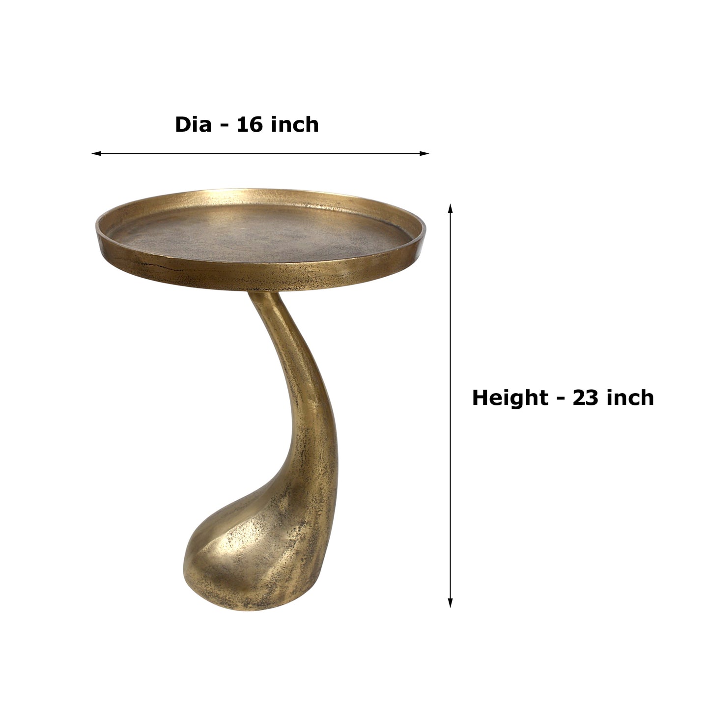 16 Inch Designer Metal Accent Side Table | Modern Artistic Statement Table (23 Inch Height)