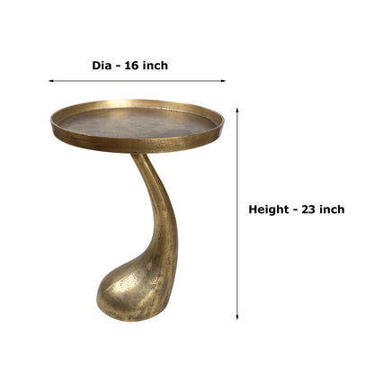 16 Inch Designer Metal Accent Side Table | Modern Artistic Statement Table (23 Inch Height)