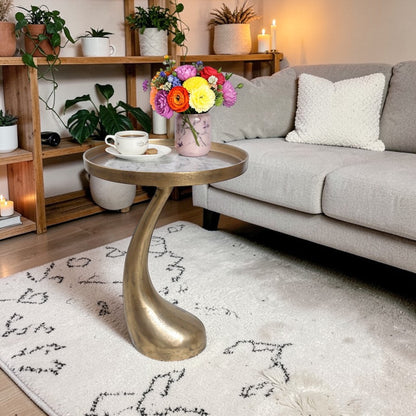 16 Inch Designer Metal Accent Side Table | Modern Artistic Statement Table (23 Inch Height)