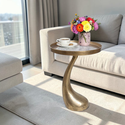16 Inch Designer Metal Accent Side Table | Modern Artistic Statement Table (23 Inch Height)