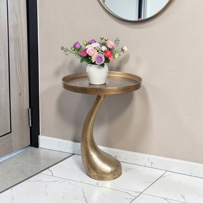 16 Inch Designer Metal Accent Side Table | Modern Artistic Statement Table (23 Inch Height)