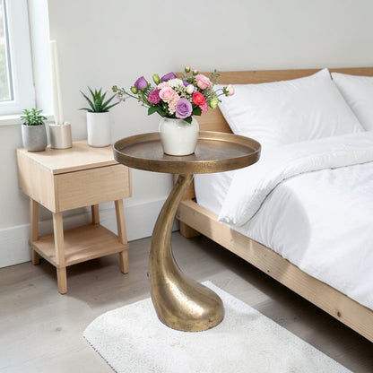 16 Inch Designer Metal Accent Side Table | Modern Artistic Statement Table (23 Inch Height)
