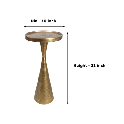 10 Inch Designer Metal Accent Table | Compact Luxury Pedestal Side Table (22 Inch Height)