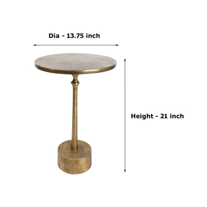13.75 Inch Metal Accent Table | Classic Pedestal Side Table for Home Decor (21 Inch Height)