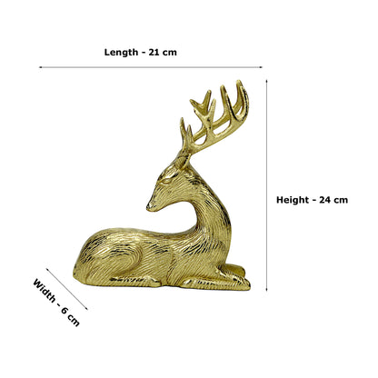 Golden Aluminum Handcrafted Sitting Deer – Elegant Christmas & Holiday Decor | Hind Decor