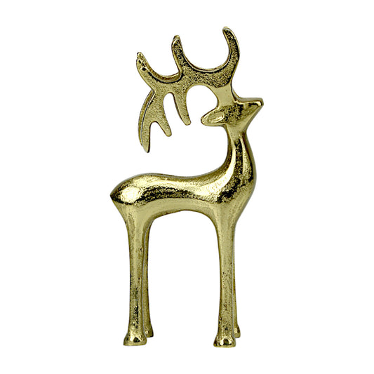 Golden Aluminum Handcrafted Christmas Minimalistic Standing Deer – Elegant Holiday Decor | Hind Decor