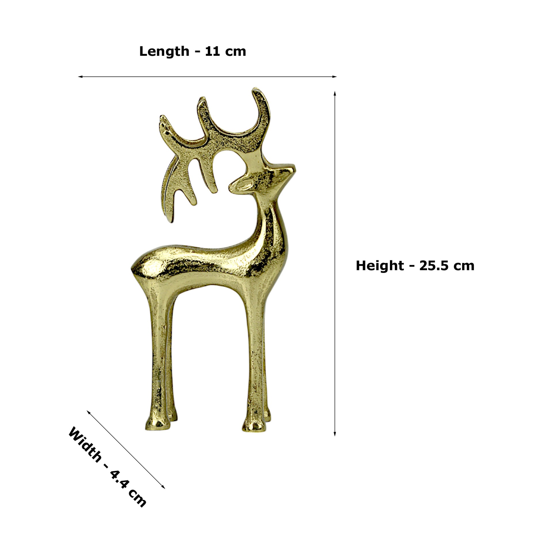 Golden Aluminum Handcrafted Christmas Minimalistic Standing Deer – Elegant Holiday Decor