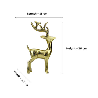 Golden Aluminum Handcrafted Christmas Minimalistic Standing Deer – Elegant Holiday Decor | Hind Decor