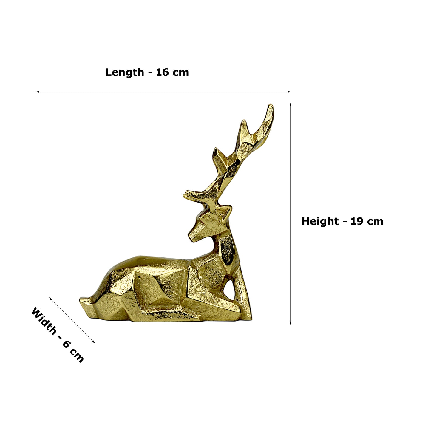 Golden Handcrafted Diamond Cut Design Aluminum Sitting Deer – Elegant Christmas & Holiday Decor