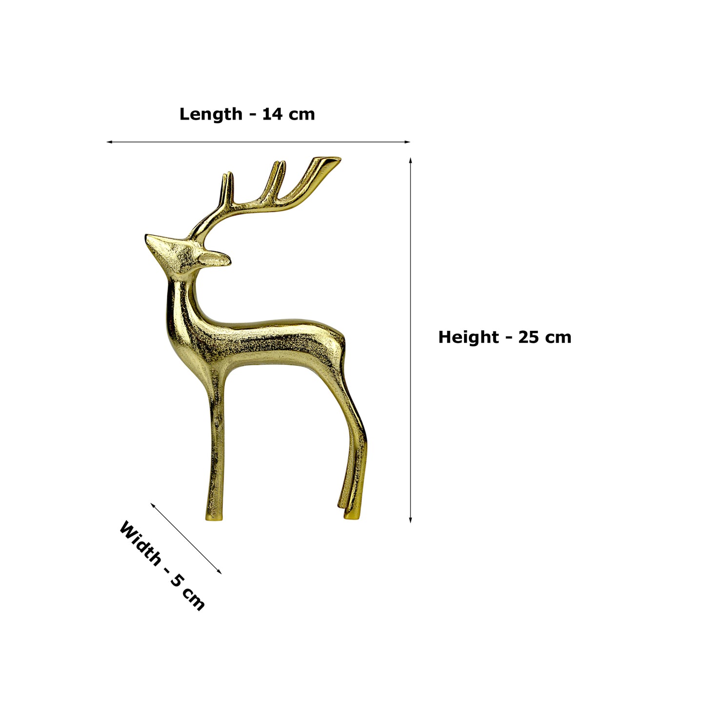 Golden Aluminum Handcrafted Christmas Minimalistic Standing Deer – Elegant Holiday Decor | Hind Decor