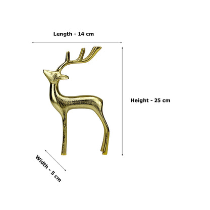 Golden Aluminum Handcrafted Christmas Minimalistic Standing Deer – Elegant Holiday Decor | Hind Decor