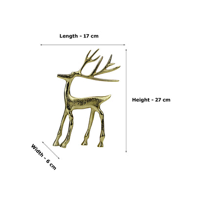 Golden Aluminum Handcrafted Christmas Minimalistic Standing Deer – Elegant Holiday Decor | Hind Decor
