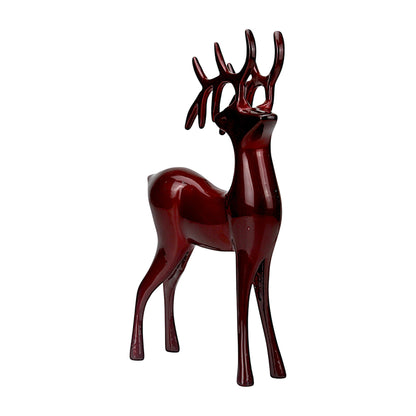Dark Red Aluminum Long Horn Reindeer – Elegant Christmas Decor | Hind Decor