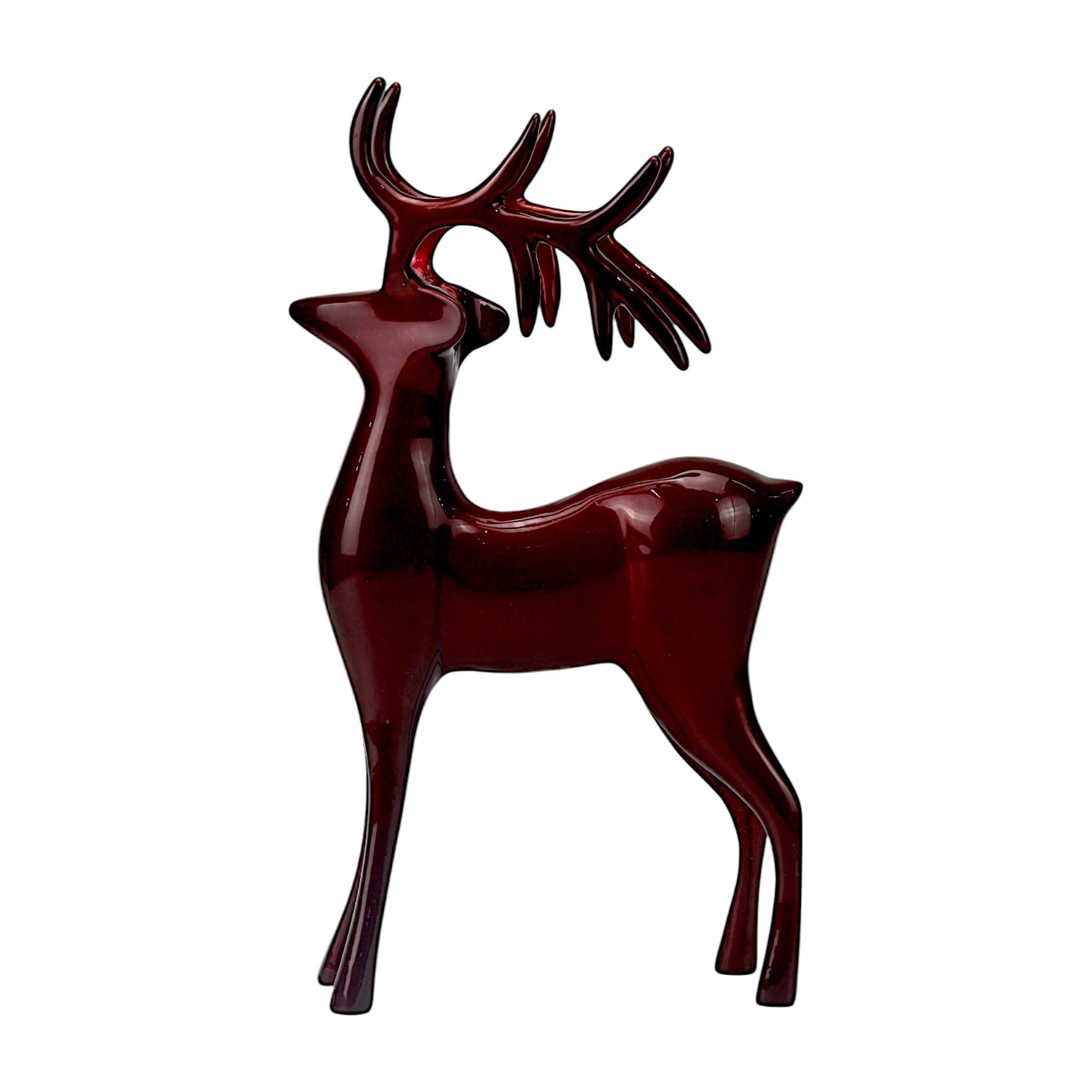 Dark Red Aluminum Long Horn Reindeer – Elegant Christmas Decor | Hind Decor