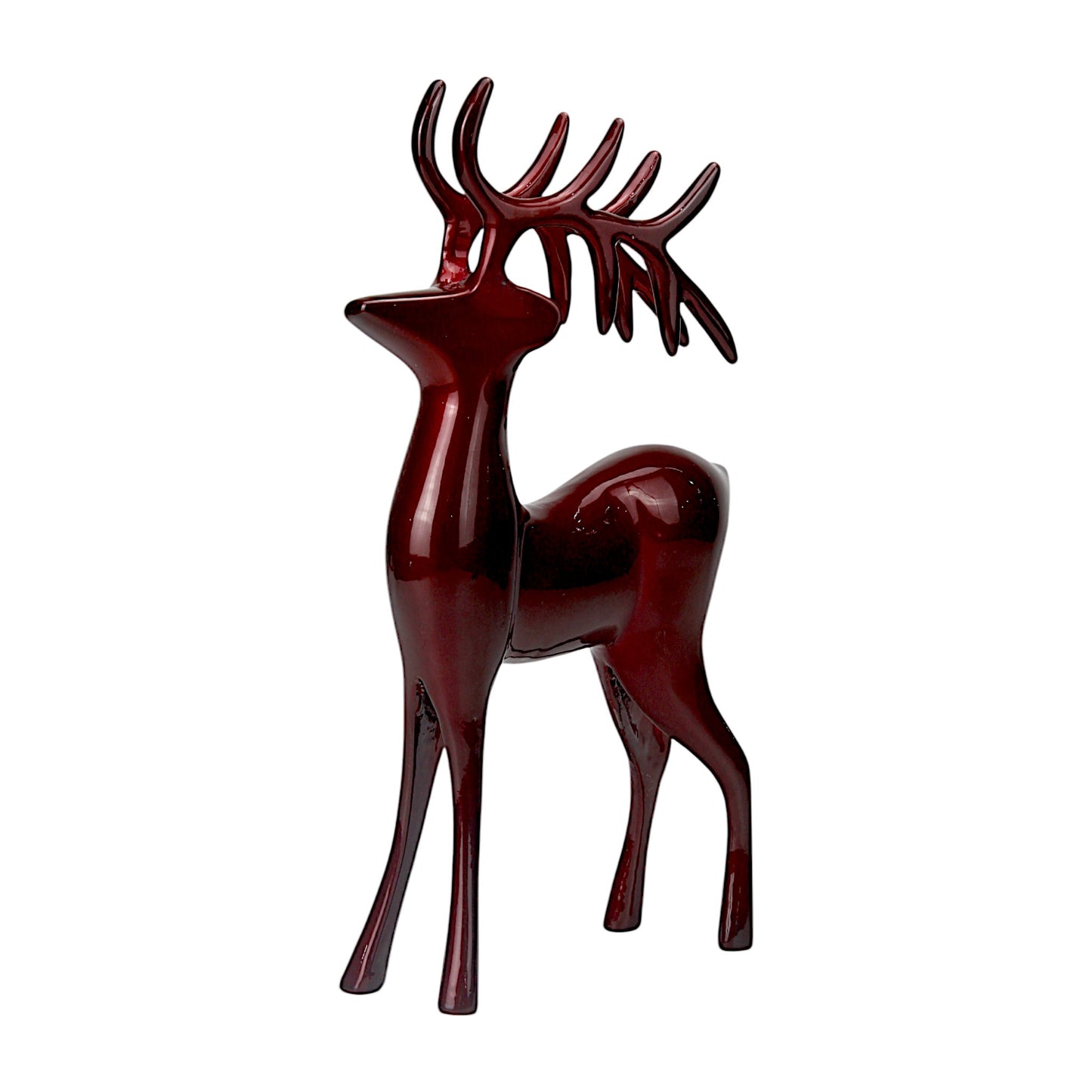 Dark Red Aluminum Long Horn Reindeer – Elegant Christmas Decor | Hind Decor