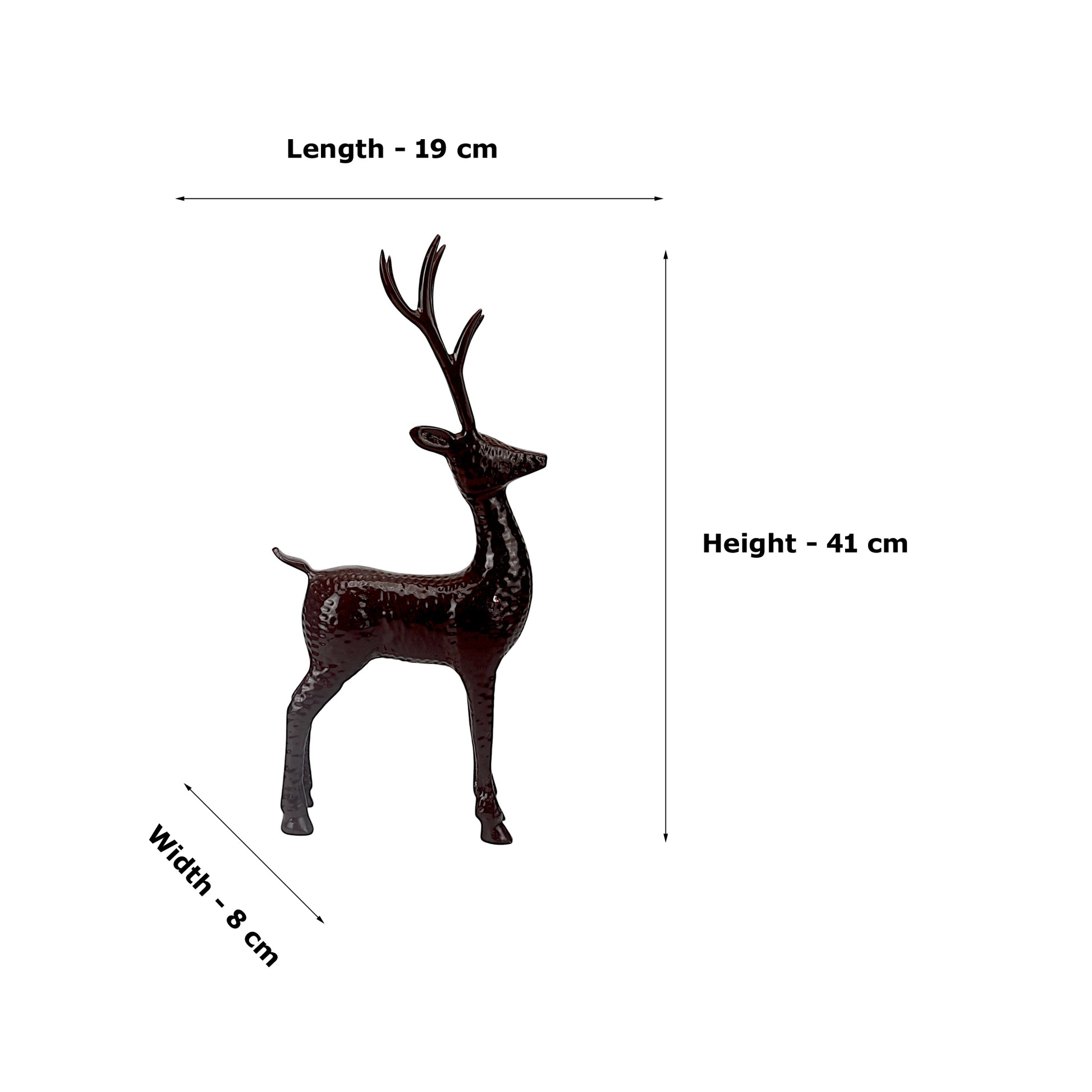 Dark Red Aluminum Handcrafted Minimalistic Reindeer on Base – Elegant Christmas Decor