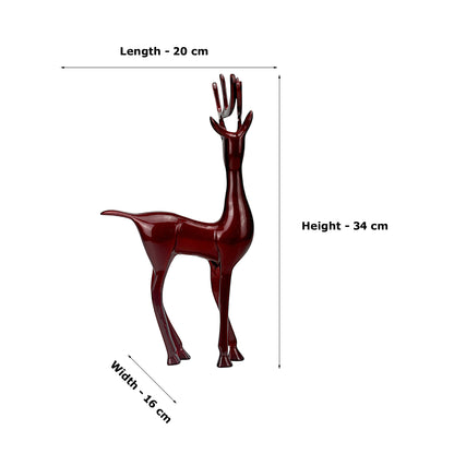 Dark Red Aluminum Handcrafted Minimalistic Reindeer on Base – Elegant Christmas Decor
