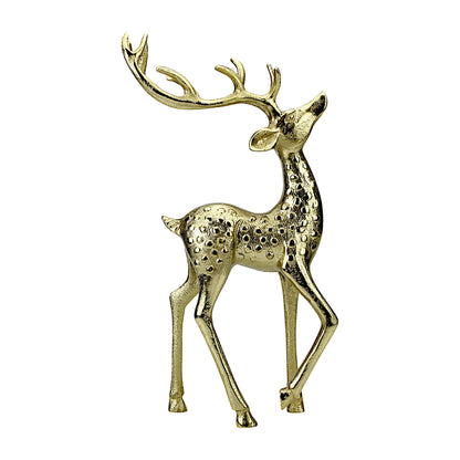 Golden Aluminum Handcrafted Christmas Deer – Elegant Holiday Decor Figurine | Hind Decor