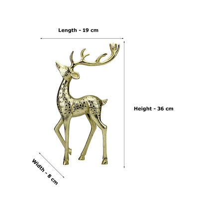 Golden Aluminum Handcrafted Christmas Deer – Elegant Holiday Decor Figurine | Hind Decor