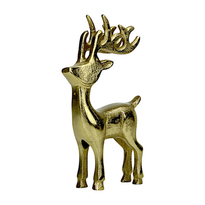 Golden Aluminum Handcrafted Christmas Minimalistic Standing Deer (Set of 2)