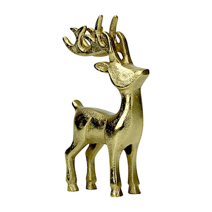 Golden Aluminum Handcrafted Christmas Minimalistic Standing Deer (Set of 2)