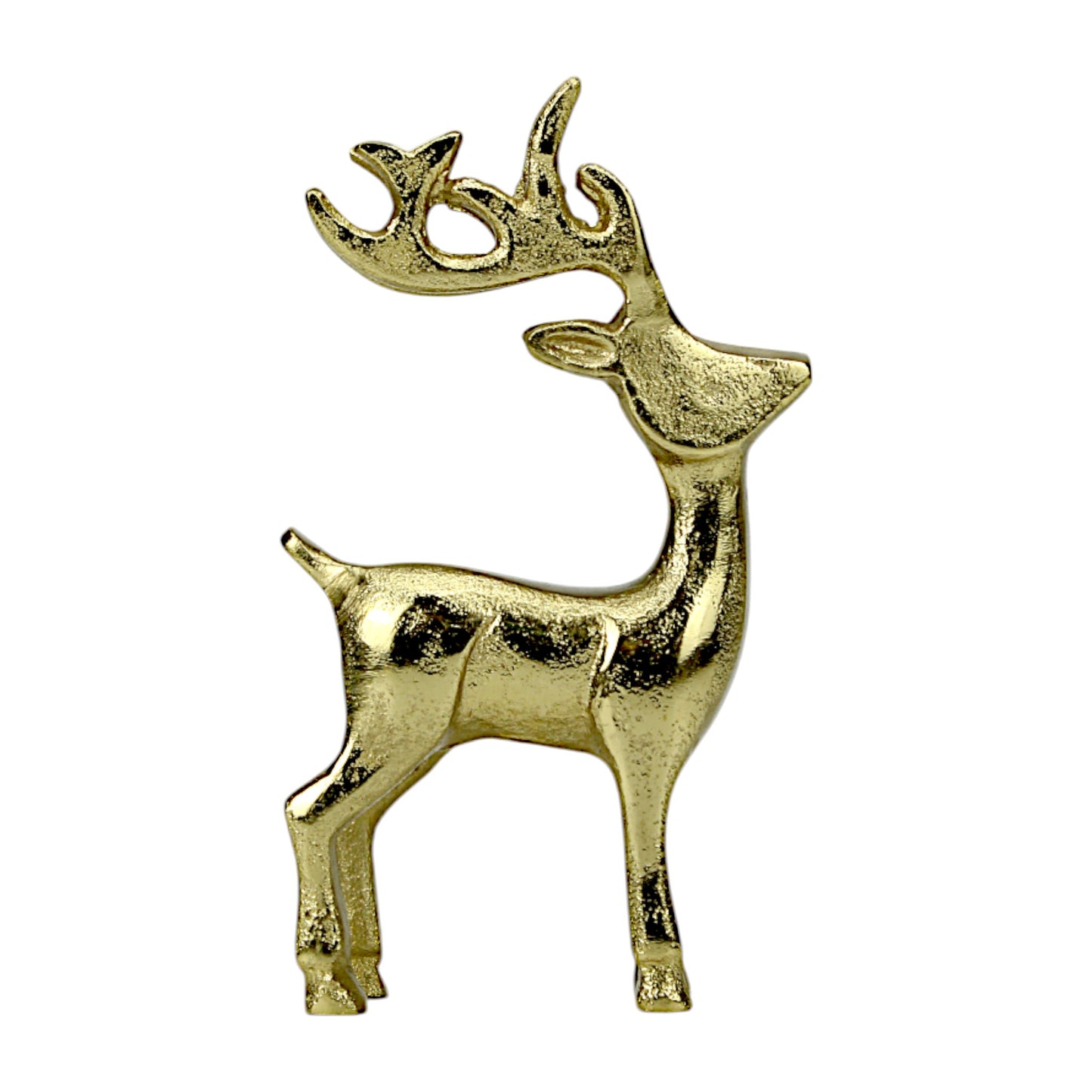 Golden Aluminum Handcrafted Christmas Minimalistic Standing Deer (Set of 2)