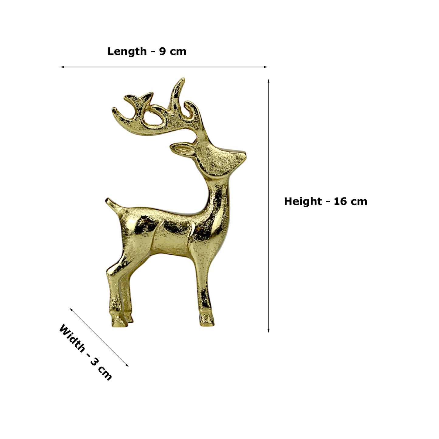 Golden Aluminum Handcrafted Christmas Minimalistic Standing Deer (Set of 2)